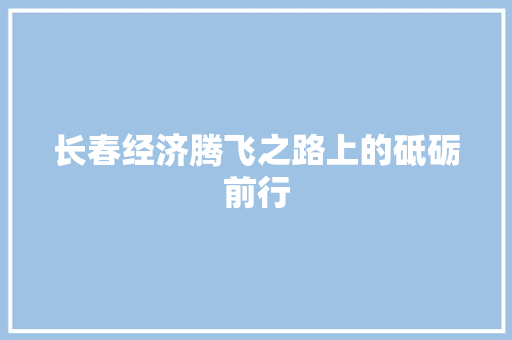 长春经济腾飞之路上的砥砺前行 长春经济腾飞之路上的砥砺前行