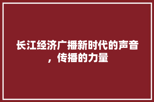 长江经济广播新时代的声音，传播的力量