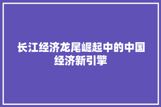 长江经济龙尾崛起中的中国经济新引擎 长江经济龙尾崛起中的中国经济新引擎