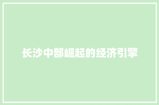 长沙中部崛起的经济引擎 长沙中部崛起的经济引擎