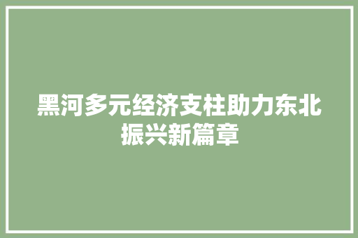 黑河多元经济支柱助力东北振兴新篇章 黑河多元经济支柱助力东北振兴新篇章