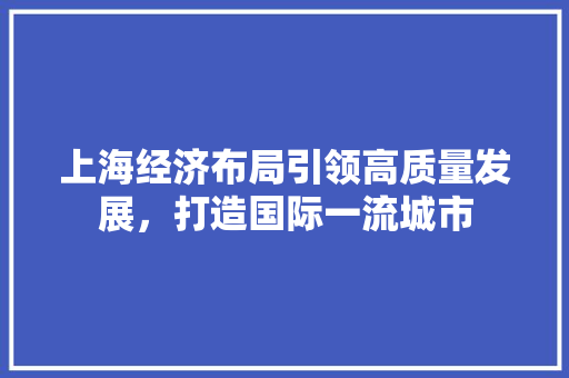 上海经济布局引领高质量发展,打造国际一流城市 上海经济布局引领高质量发展,打造国际一流城市