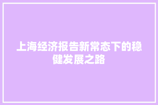 上海经济报告新常态下的稳健发展之路 上海经济报告新常态下的稳健发展之路