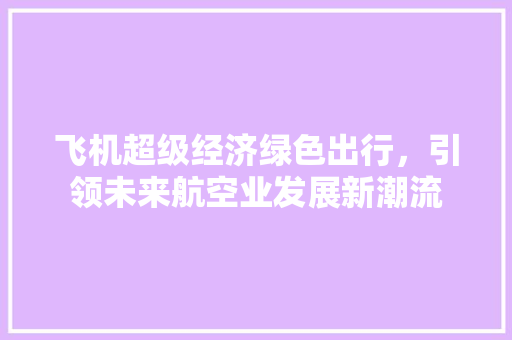 飞机超级经济绿色出行,引领未来航空业发展新潮流 飞机超级经济绿色出行,引领未来航空业发展新潮流