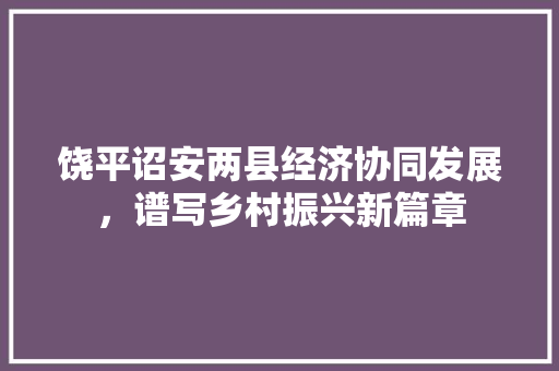 饶平诏安两县经济协同发展,谱写乡村振兴新篇章 饶平诏安两县经济协同发展,谱写乡村振兴新篇章