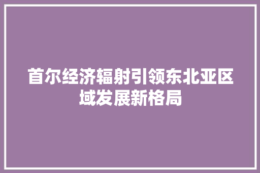 首尔经济辐射引领东北亚区域发展新格局 首尔经济辐射引领东北亚区域发展新格局