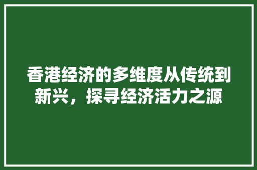 香港经济的多维度从传统到新兴,探寻经济活力之源 香港经济的多维度从传统到新兴,探寻经济活力之源