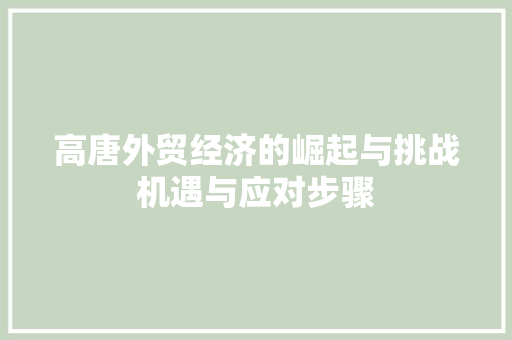 高唐外贸经济的崛起与挑战机遇与应对步骤 高唐外贸经济的崛起与挑战机遇与应对步骤