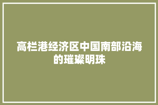 高栏港经济区中国南部沿海的璀璨明珠 高栏港经济区中国南部沿海的璀璨明珠