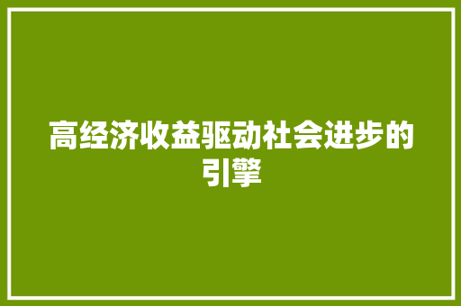 高经济收益驱动社会进步的引擎 高经济收益驱动社会进步的引擎