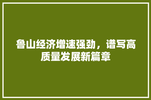 鲁山经济增速强劲,谱写高质量发展新篇章 鲁山经济增速强劲,谱写高质量发展新篇章