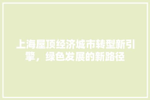 上海屋顶经济城市转型新引擎,绿色发展的新路径 上海屋顶经济城市转型新引擎,绿色发展的新路径