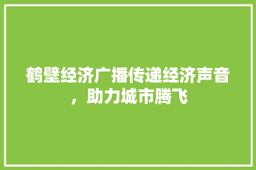 鹤壁经济广播传递经济声音,助力城市腾飞 鹤壁经济广播传递经济声音,助力城市腾飞