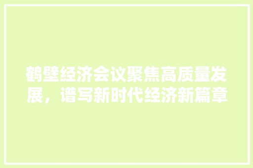 鹤壁经济会议聚焦高质量发展，谱写新时代经济新篇章