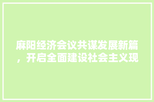麻阳经济会议共谋发展新篇,开启全面建设社会主义现代化新征程 麻阳经济会议共谋发展新篇,开启全面建设社会主义现代化新征程