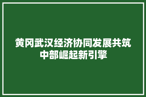 黄冈武汉经济协同发展共筑中部崛起新引擎 黄冈武汉经济协同发展共筑中部崛起新引擎