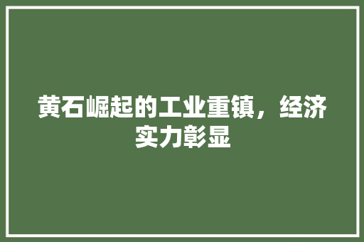 黄石崛起的工业重镇,经济实力彰显 黄石崛起的工业重镇,经济实力彰显