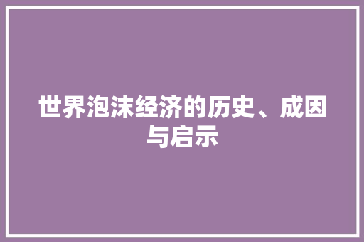 世界泡沫经济的历史、成因与启示 世界泡沫经济的历史、成因与启示