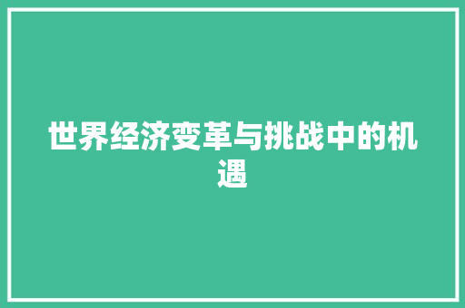 世界经济变革与挑战中的机遇 世界经济变革与挑战中的机遇