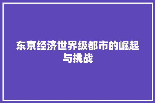 东京经济世界级都市的崛起与挑战 东京经济世界级都市的崛起与挑战