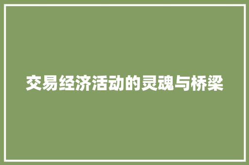交易经济活动的灵魂与桥梁 交易经济活动的灵魂与桥梁