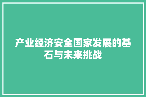 产业经济安全国家发展的基石与未来挑战 产业经济安全国家发展的基石与未来挑战