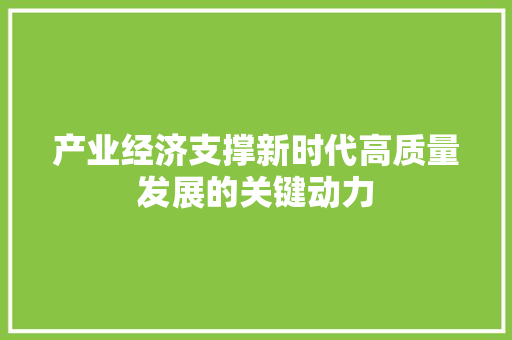 产业经济支撑新时代高质量发展的关键动力 产业经济支撑新时代高质量发展的关键动力