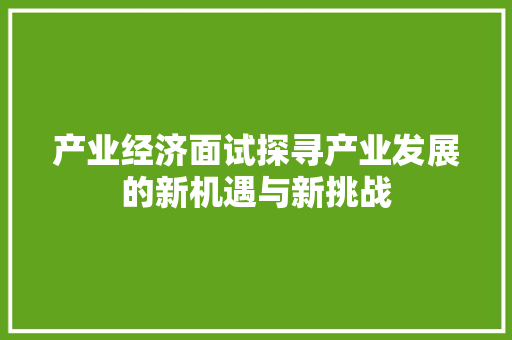 产业经济面试探寻产业发展的新机遇与新挑战 产业经济面试探寻产业发展的新机遇与新挑战