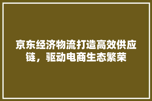 京东经济物流打造高效供应链,驱动电商生态繁荣 京东经济物流打造高效供应链,驱动电商生态繁荣