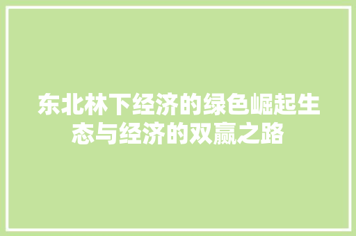 东北林下经济的绿色崛起生态与经济的双赢之路 东北林下经济的绿色崛起生态与经济的双赢之路