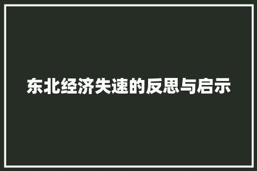 东北经济失速的反思与启示 东北经济失速的反思与启示