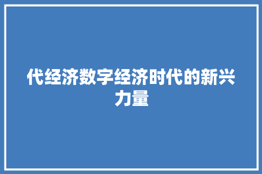 代经济数字经济时代的新兴力量
