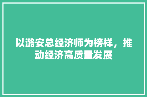 以潞安总经济师为榜样,推动经济高质量发展 以潞安总经济师为榜样,推动经济高质量发展