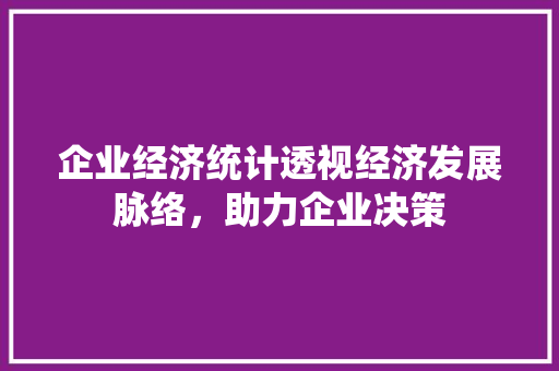 企业经济统计透视经济发展脉络,助力企业决策 企业经济统计透视经济发展脉络,助力企业决策