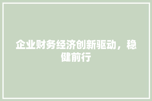 企业财务经济创新驱动,稳健前行 企业财务经济创新驱动,稳健前行