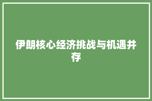 伊朗核心经济挑战与机遇并存 伊朗核心经济挑战与机遇并存