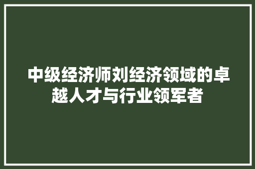 中级经济师刘经济领域的卓越人才与行业领军者 中级经济师刘经济领域的卓越人才与行业领军者