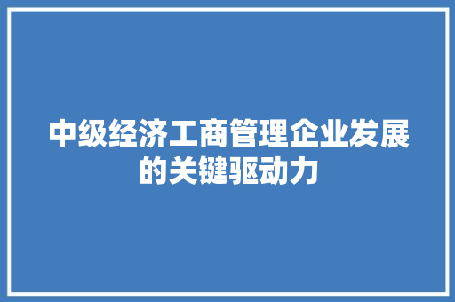 中级经济工商管理企业发展的关键驱动力 中级经济工商管理企业发展的关键驱动力