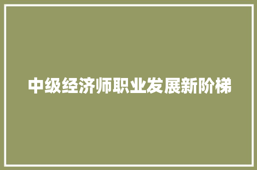 中级经济师职业发展新阶梯 中级经济师职业发展新阶梯