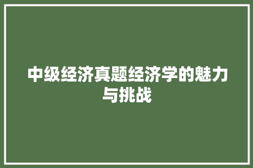 中级经济真题经济学的魅力与挑战 中级经济真题经济学的魅力与挑战