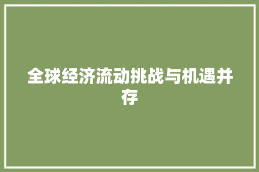 全球经济流动挑战与机遇并存 全球经济流动挑战与机遇并存