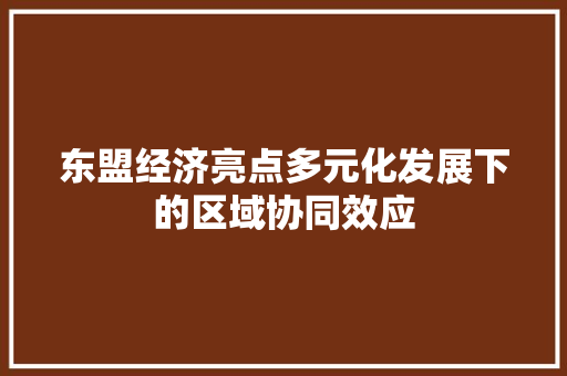 东盟经济亮点多元化发展下的区域协同效应 东盟经济亮点多元化发展下的区域协同效应
