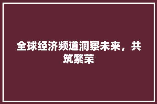 全球经济频道洞察未来,共筑繁荣 全球经济频道洞察未来,共筑繁荣