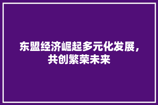 东盟经济崛起多元化发展,共创繁荣未来 东盟经济崛起多元化发展,共创繁荣未来