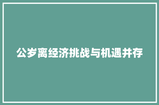 公岁离经济挑战与机遇并存 公岁离经济挑战与机遇并存