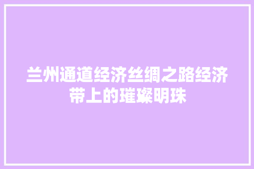 兰州通道经济丝绸之路经济带上的璀璨明珠 兰州通道经济丝绸之路经济带上的璀璨明珠