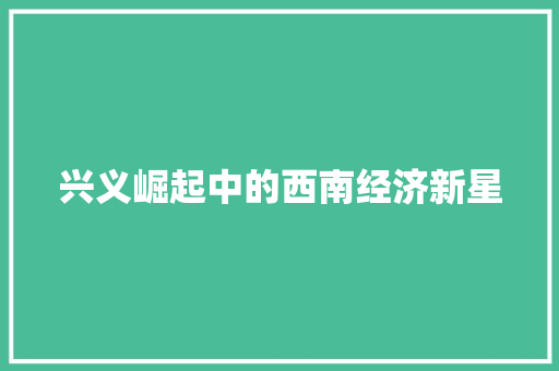兴义崛起中的西南经济新星 兴义崛起中的西南经济新星
