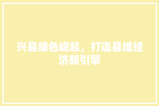 兴县绿色崛起,打造县域经济新引擎 兴县绿色崛起,打造县域经济新引擎
