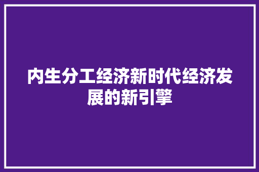 内生分工经济新时代经济发展的新引擎 内生分工经济新时代经济发展的新引擎