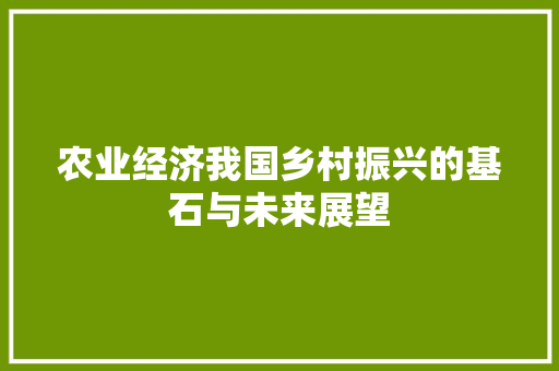农业经济我国乡村振兴的基石与未来展望 农业经济我国乡村振兴的基石与未来展望